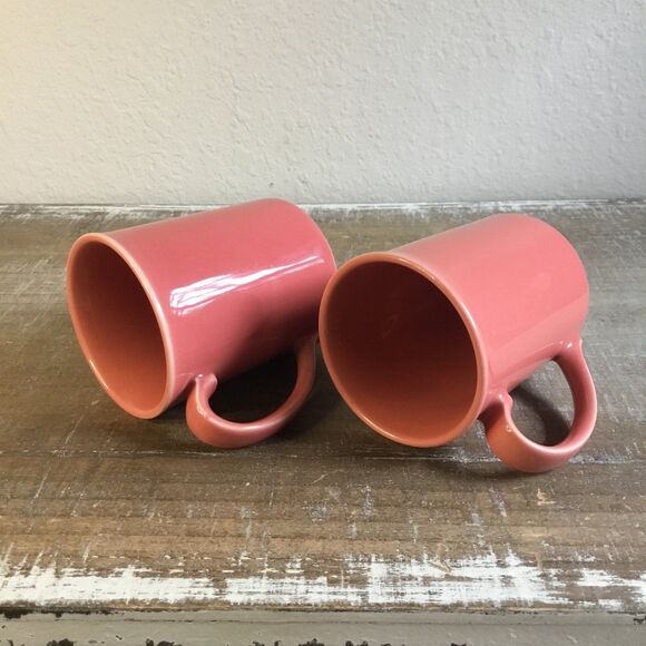 Corningware mugs set of 2 coral pink/orange collectible coffee tea cups - Picture 5 of 8